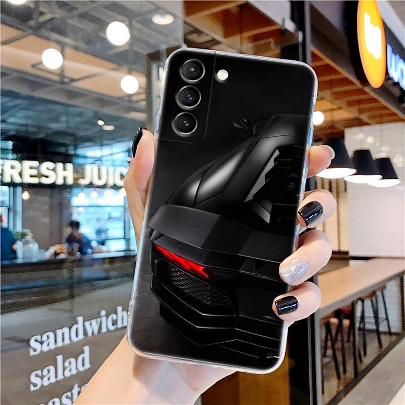 Transparente Silikonhülle für Männer und Frauen mit Sportwagen für Samsung Galaxy S22 S21 S20 FE S 22 Ultra S10 E S9 Plus 5G Telefonabdeckung Coque