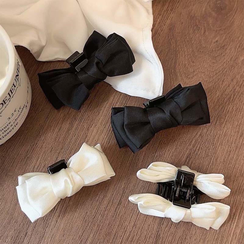 1Pcs Black Bow Head Grab Clip Women Girl Hair Side Clip Forehead Bang Princess Small Hair Claw Clamp Hair Clip Styling Headdress