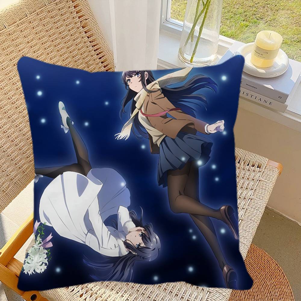 Anime Seishun Buta Yaro Black Stockings Pillow Case Square Pillow Bedroom Sofa Leisure Comfort Cushion Car Home Decoration