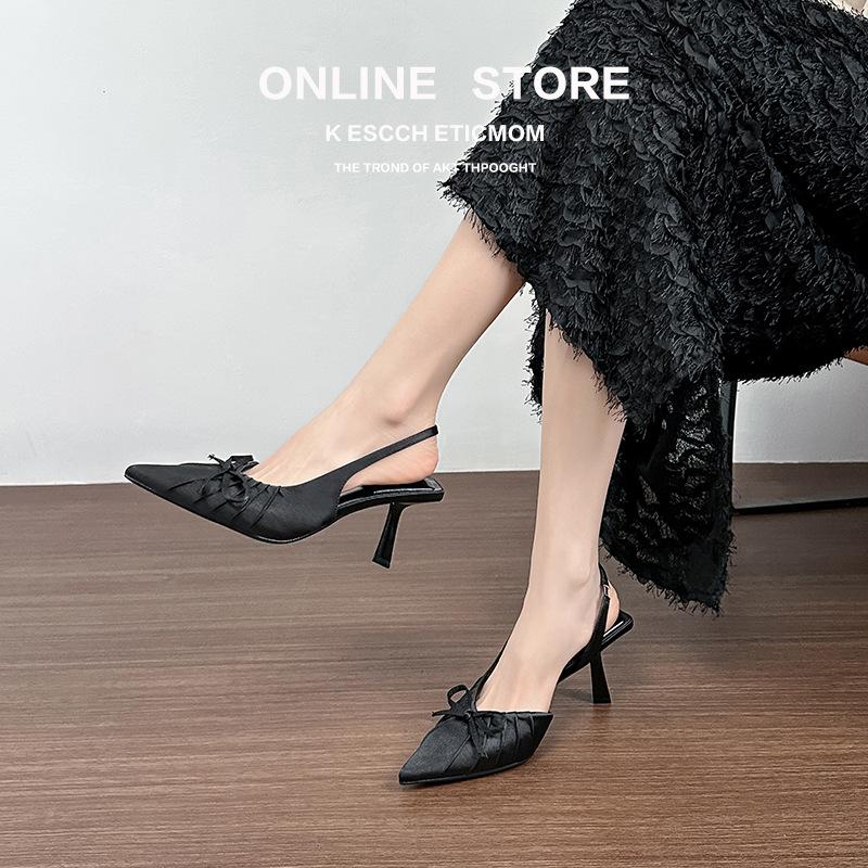 

New high heels summer pointed head stiletto sandals leopard print bow fashion shoes 39