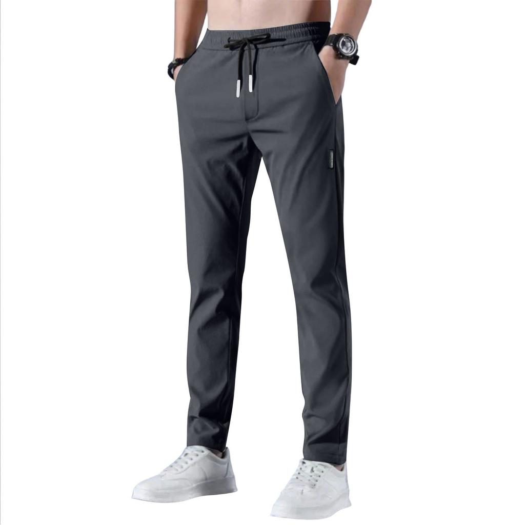 Men's Lightweight Stretchy Casual Pants with Drawstring Waist, Breathable Quick-Dry Fabric for Daily Wear