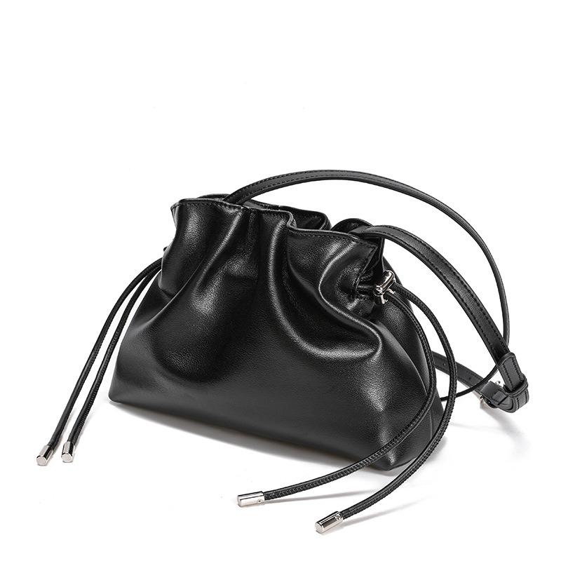 Leather Women's Bag Handbag New Drawstring Small Bag Pleated Cloud Bag Shoulder Messenger Bag