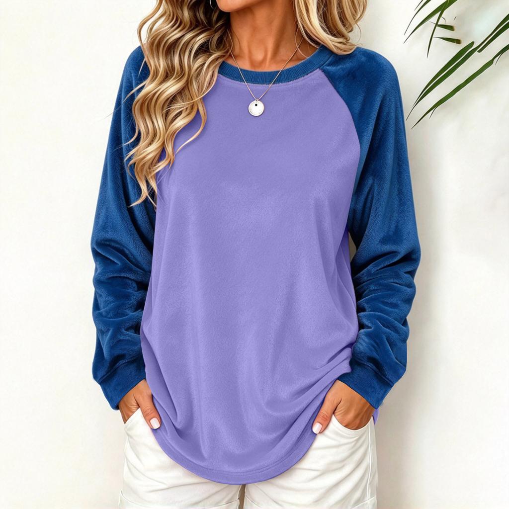 Women's Velvet Color Block Top