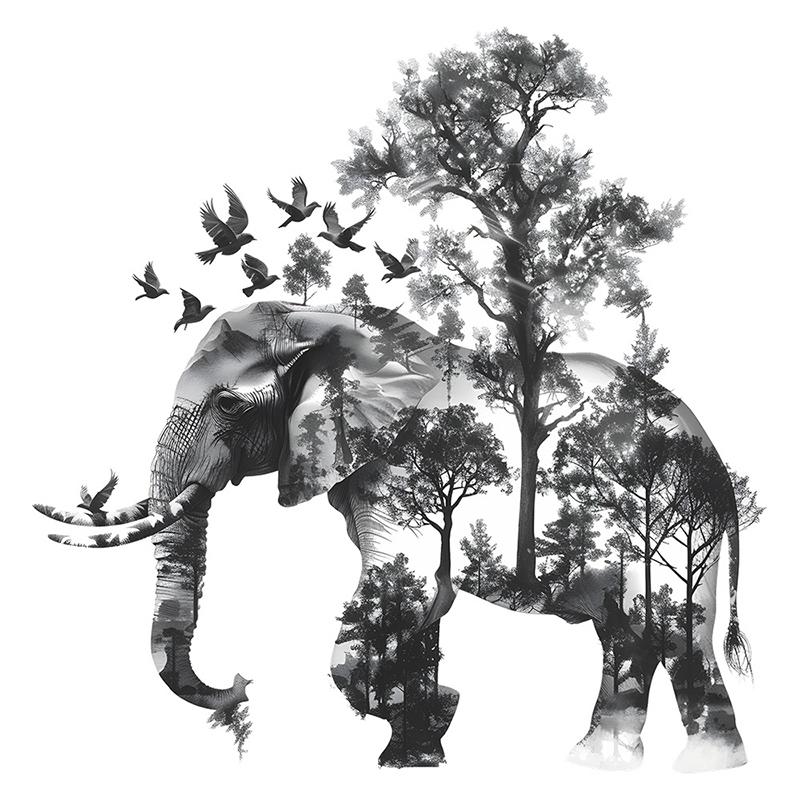 Creative Forest Elephant Decorative Wall Stickers Bedroom Living Room Hallway Wallpaper Mirror Stickers