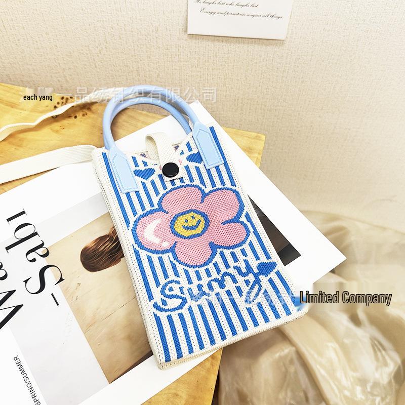 Cute Cartoon Dopamine Knit Crossbody Phone and Coin Bag