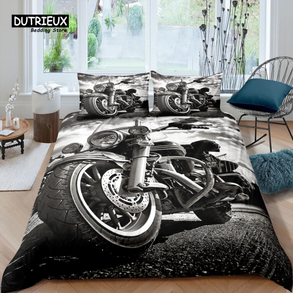 Home Living Luxury 3D Motorcycle Bedding Set Girl Duvet Cover Set Pillowcase Kids Bedding Set Queen and King EU/US/AU/UK Size
