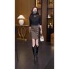Autumn and Winter Double-sided German Velvet Bottoming Shirt for Women Long-sleeved Slim-fitting Half-high Collar Versatile Western-style Top T-shirt
