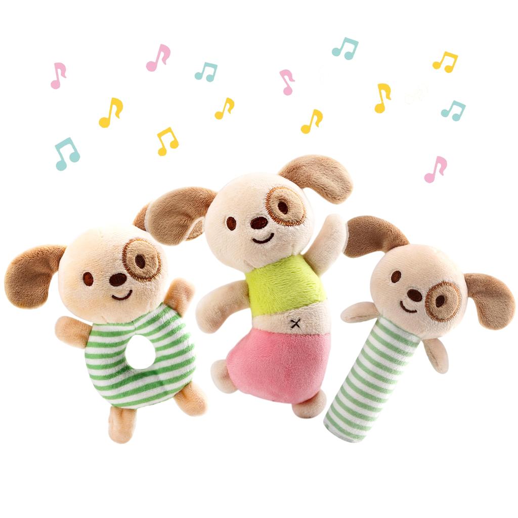 Shinse Plush Rattle Baby Toy Rattle 3 Piece Rinrin Stick Cute Cloth Toy 3 Months and Up Organic Cotton Popular Baby Gift Educational Toy Newborn