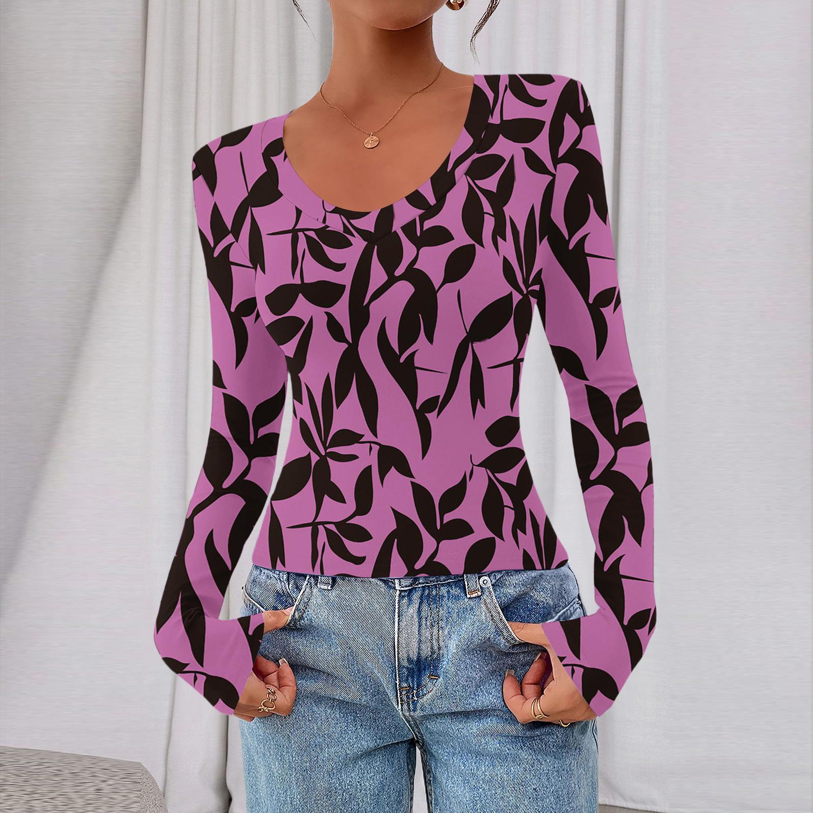 

Женский повседневный модный топ с глубоким V-образным вырезом, облегающий, укороченный, с ретро-принтом для прогулок S фиолетовый