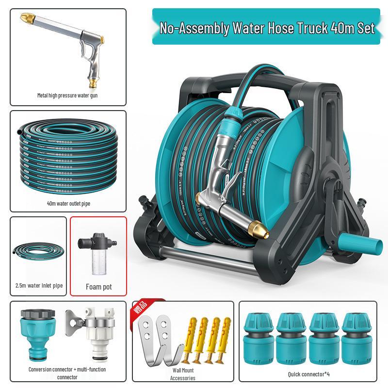 High-Pressure Water Hose with Automatic Storage Reel for Gardening and Car Washing