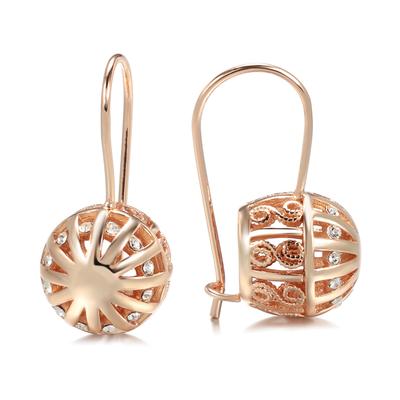Nuova Tendenza Orecchini da Sposa Oro Rosa per Donna Insoliti Orecchini Pendenti Sfera Fiore Vuota Gioielli Moda Matrimonio Quotidiano
