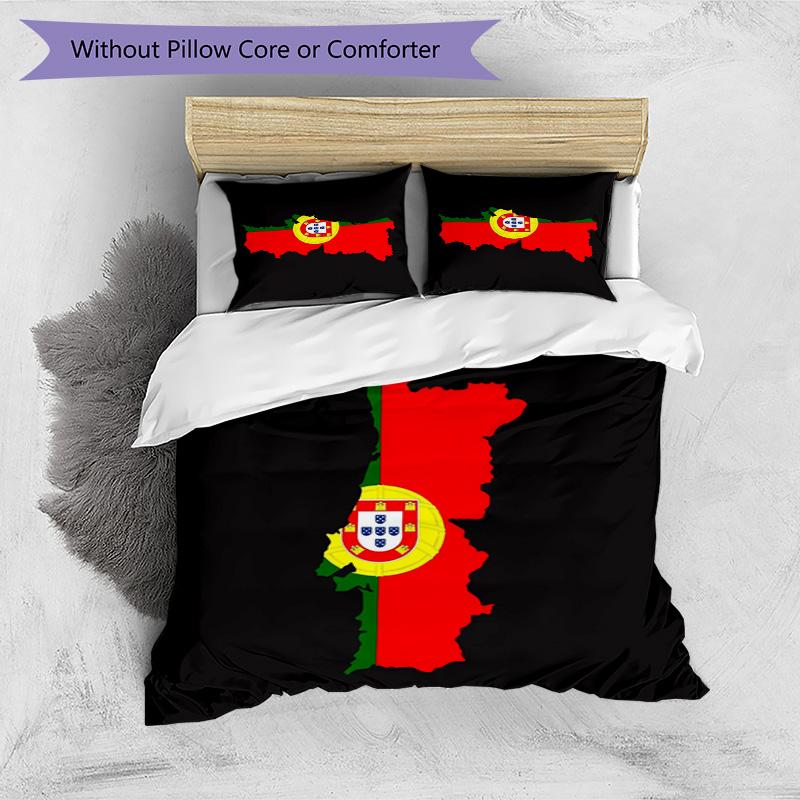 Portugal national football team Pattern Printed 3PCS Bedding Set Soft Skin-Friendly Washable Duvet Cover & Pillowcases Set All Season Bedroom