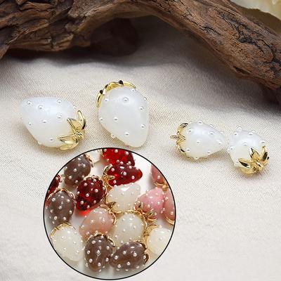 1 buc. Accesorii pentru bijuterii colorate Bling Rășină 3D Căpșuni Charms Cercei Moda DIY Dimensiune mare