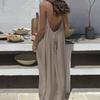 Abito Cami Donna Senza Schiena Estivo Casual Senza Maniche Boho Spiaggia Maxi Abito Spalline Sottili Vacanza Abito Lungo Estivo con Laccio Posteriore