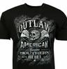 Outlaw Southern Rebel Men's T-shirt- American Moto Club - Skull-Wings Black