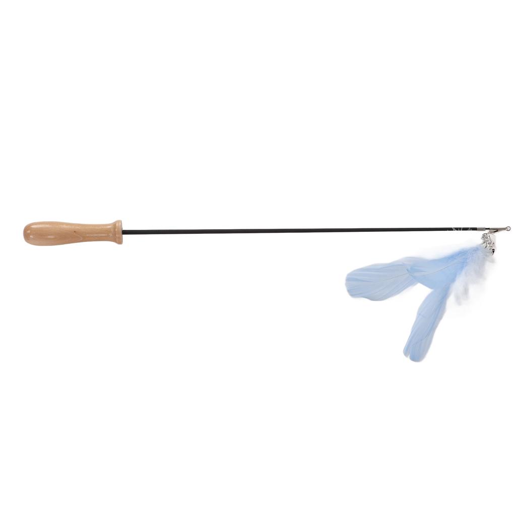 Lustiger Katzenstab Einziehbarer Federglöckchen Lustiger Katzenstab mit Holzstange für WohnungskatzenBlau