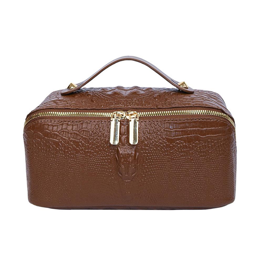 

Популярная косметичка со змеиным рисунком, косметичка из искусственной кожи, открытый плоский дорожный органайзер для макияжа, косметичка для женщин коричневый