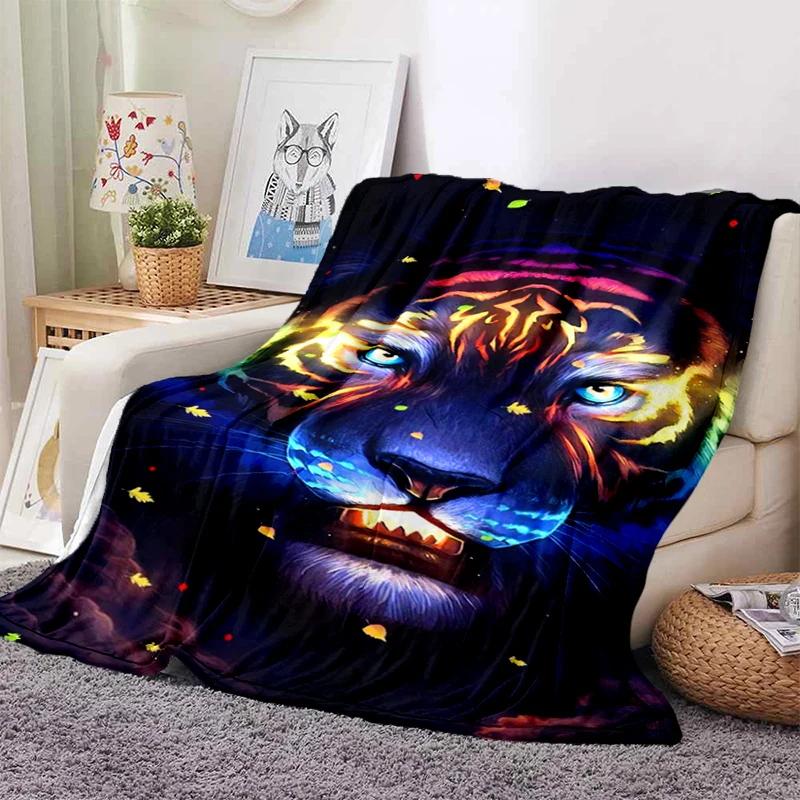 3D Tiger Throw Blanket Super Soft for Spring Line Art Flannel Blanket for Bed Sofa Couch Blanket King Full Size Autumn Modern