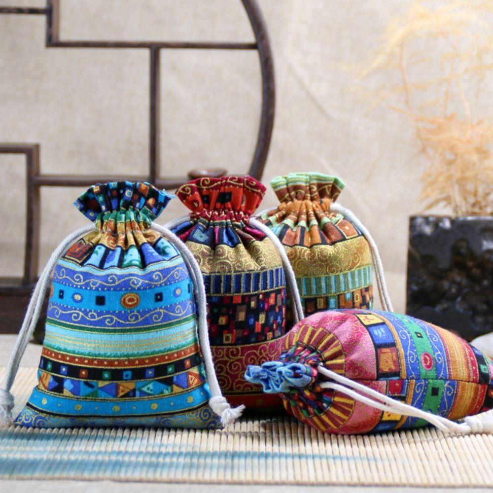 

Сумки для хранения на шнурке с египетским узором, сумка для хранения хлопковых конфет, льняные подарочные пакеты на Рождество