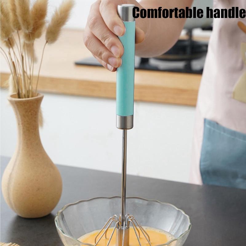 

2 Piece Semi-Automatic Egg Beater Egg Whisk Manual Hand Mixer Green Stainless Steel Whisk Manual Mixer Kitchen Gadget зелений