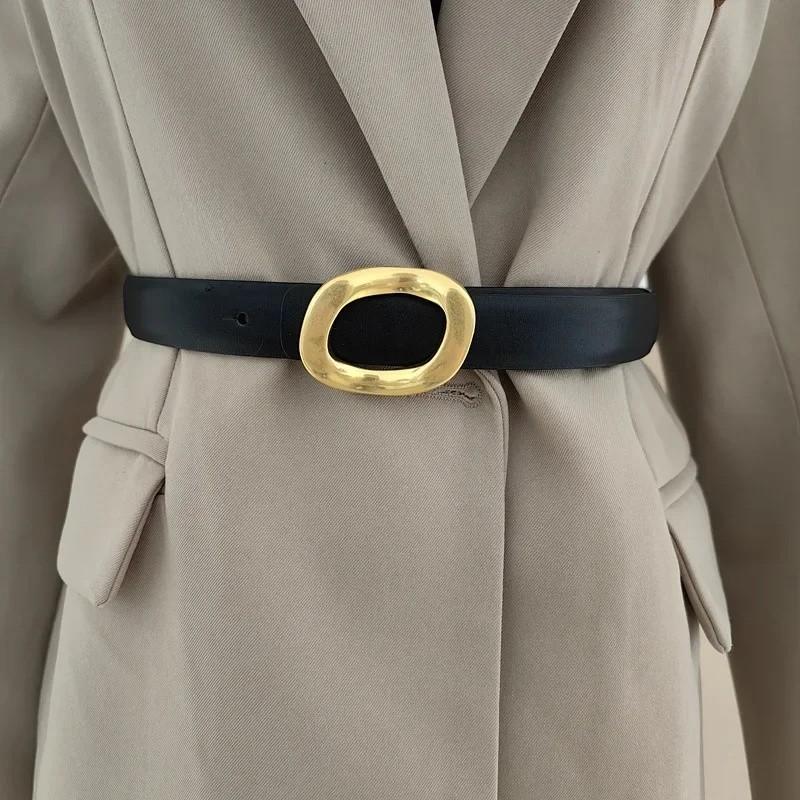Fashion Lady Belt With Double C Metal Buckle For Denim Pants And Casual Wear