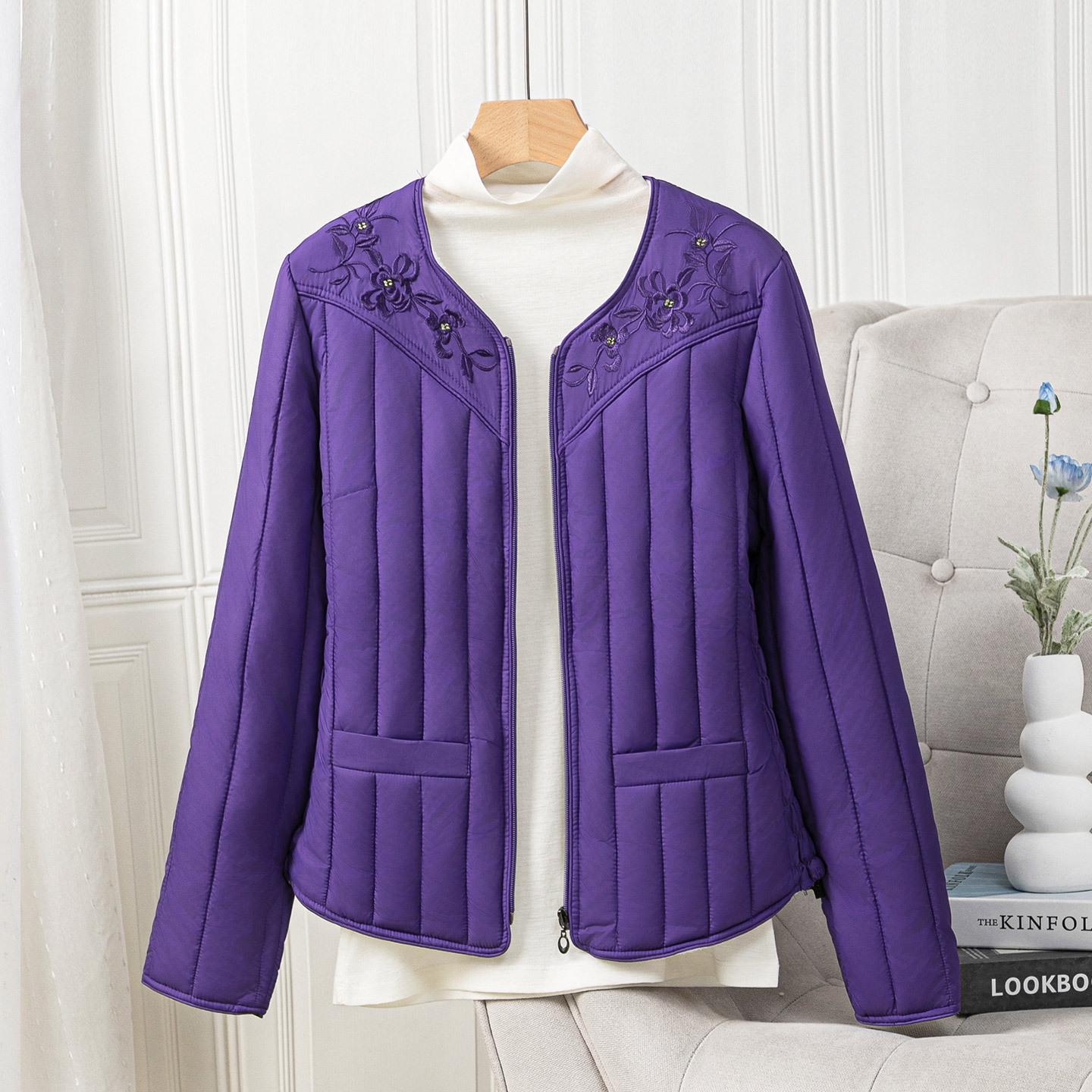 

2025 Теплая зимняя куртка из пуха: Флисовая подкладка, Универсальное, Уютное короткое пальто 2XL (120-130 jin) темно-фиолетового