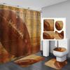 Sport Game Fabric Shower Curtain Set Cool Basketball Soccer Volleyball Rugby Baseball Graffiti Sports Theme Bathroom Set Decor