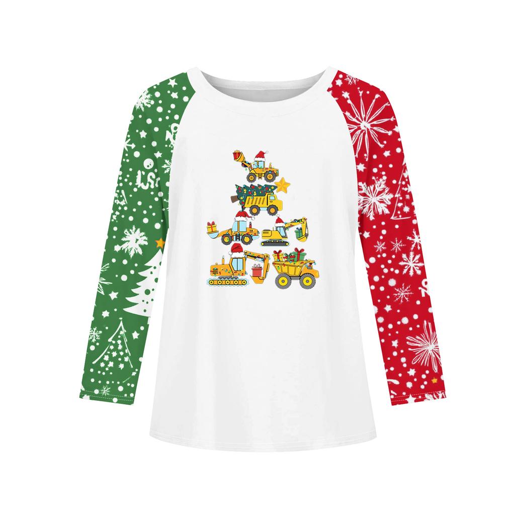 Girls Long Sleeve Christmas Day T Shirts Kids Fall Tops Crewneck Basic Tees 5-14Y