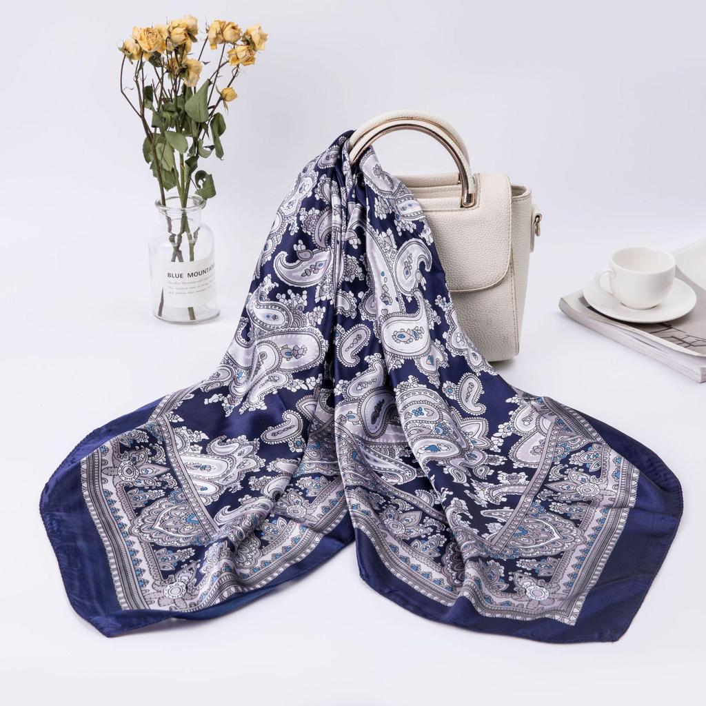 Simulation Silk 90cm Large Square Scarf Silk Scarf Female New 2026 Spring and Fall Models of Foreign Fashion Shirt Large Square Scarf Mother Scarf