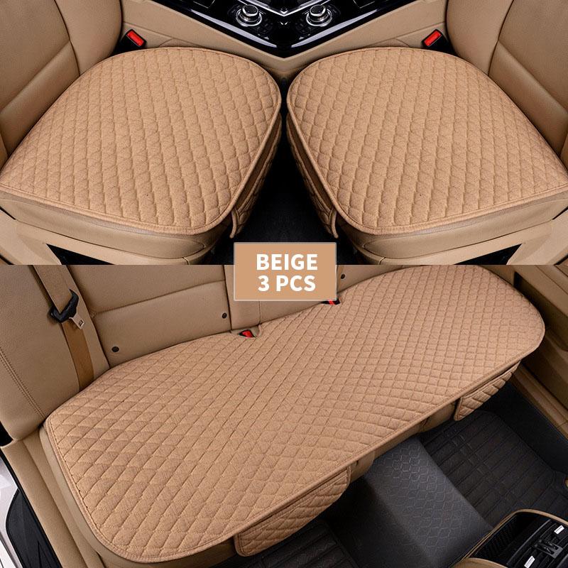 Linen Car Cushion Universal Size Car Seat Protector (Front + Rear) Anti-slip Cushion
