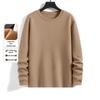 Men's Fleece-lined Double-sided German Velvet Warm Round Neck Long Sleeve Base Layer - Versatile Solid Color Innerwear for Autumn/Winter 2026.