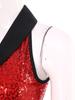 S-XXL Bodysuit da Ballo Rumba Cha-cha da Donna Lurex Lente a Paillettes Blocco di Colore Rete in Vita Orlo con Piume Taglio Senza Maniche Leotard Jumpsuit Costume da Ballo