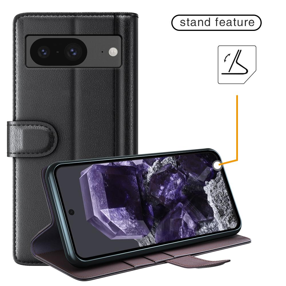 For Google Pixel 8 Phone Cases Genuine Split Leather Wallet Mobile Cover Stand