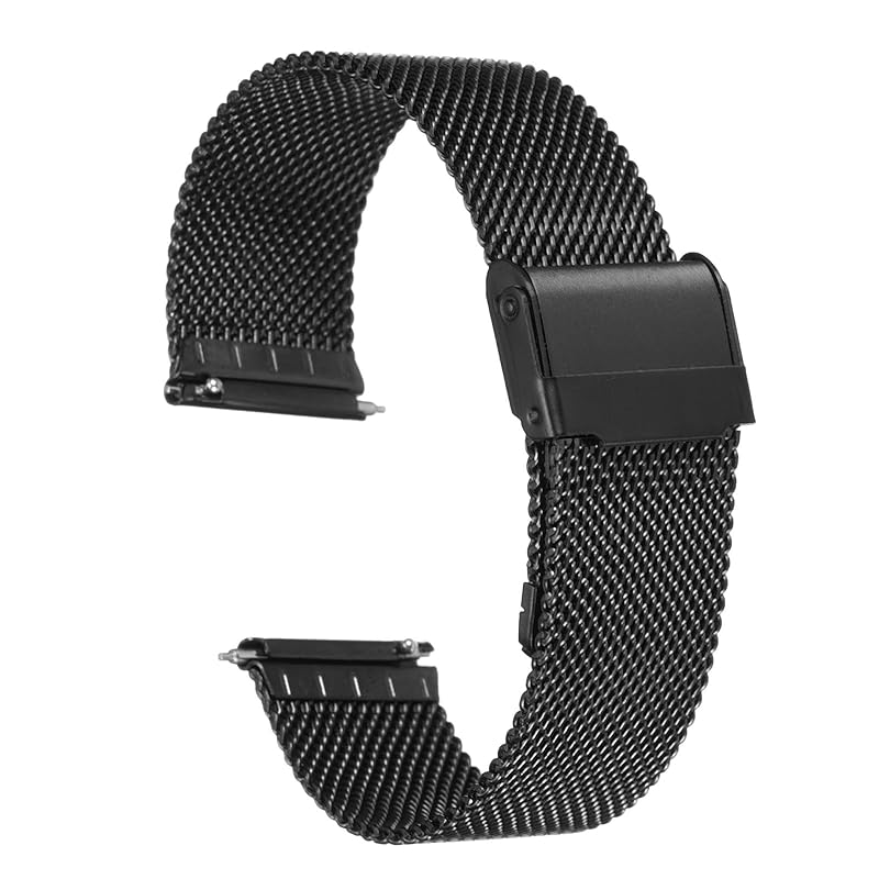 

[uxcell] 316L Stainless Steel Mesh Watch Band 21mm Quick Release Adjustable Metal Watch Strap for Men Women Black