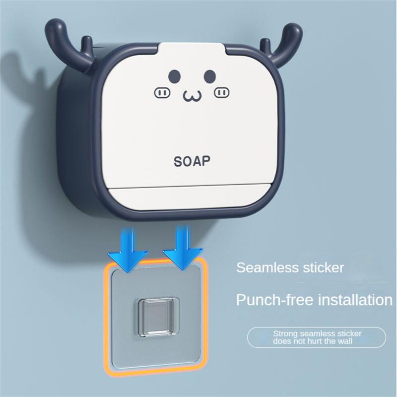 Soap Holder Abs Paste Wall-mounted Drain Punch-free Storage Rack Storage Disk For Bathroom Soap Container Box Creative Soap Dish