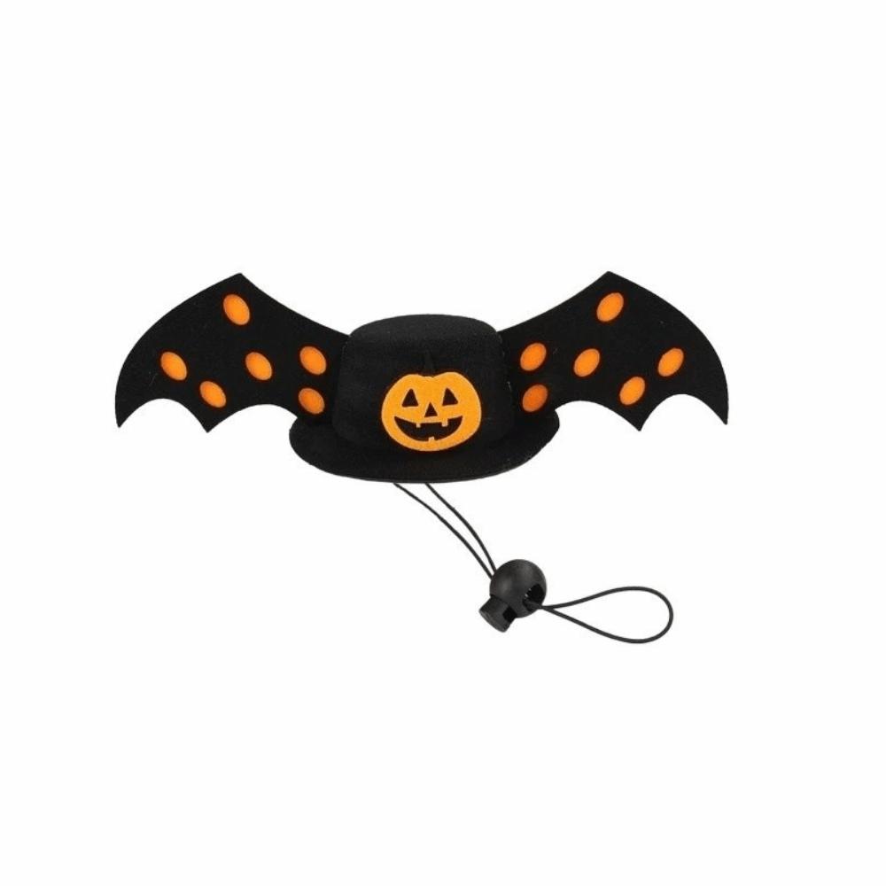 Adjustable Pumpkin Devil Horn Pet Hat Pumpkin Pattern Lightweight Halloween Funny Cat Hat Breathable Dog Costume Hat