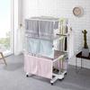 Portable Wing-Type Storage Airer Floor-standing Three-tier Stainless Steel Clothes Hanger Foldable Clothes Drying Rack