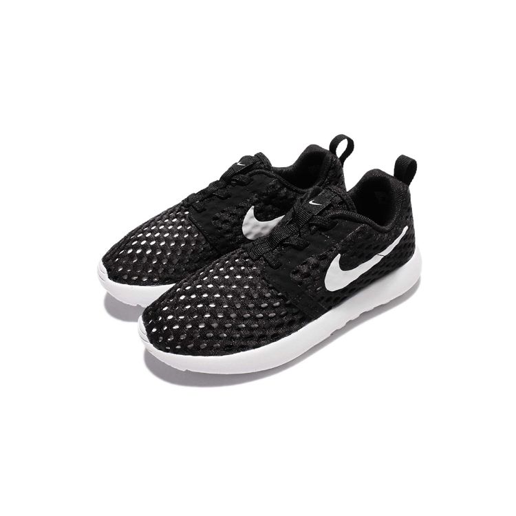 Nike Roshe One Flight Weight Round Toe Lace-Up Low Top Running Shoes Kids Sneakers Black White 819690-008
