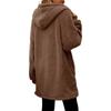 **Winter Loose Plush Women's Long Sleeve Hooded Zip Up Cardigan Jacket Fuzzy Fleece Coat**