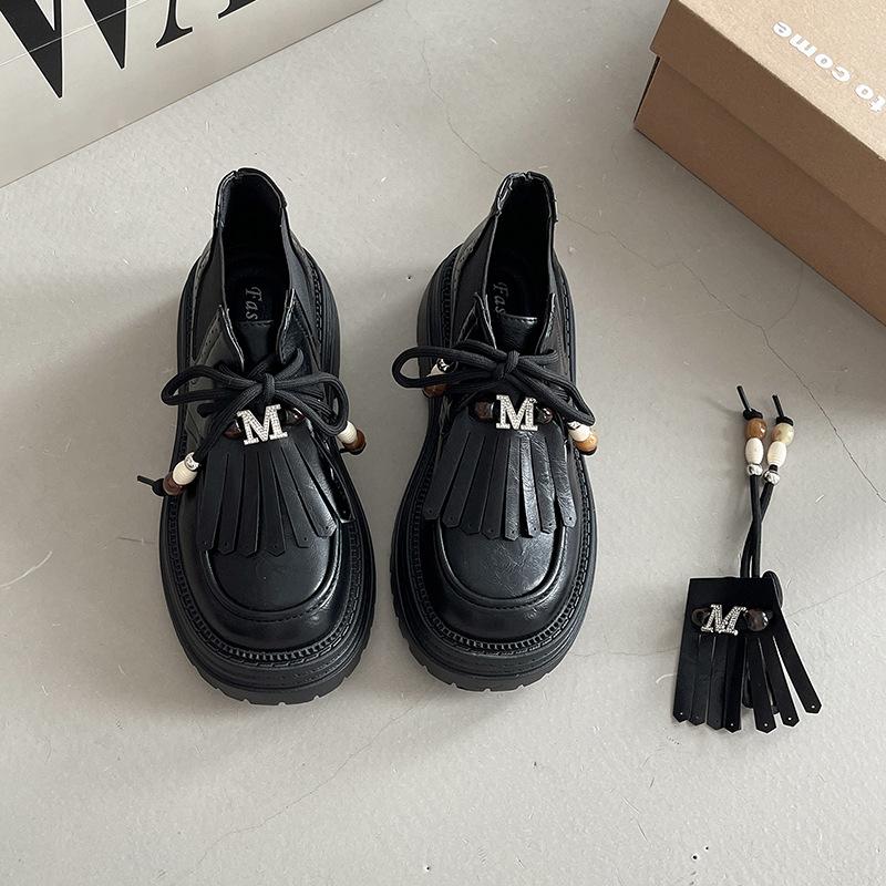 Design fringed women's heightening loafers British style fashion autumn and winter comfortable versatile platform small leather shoes single shoes