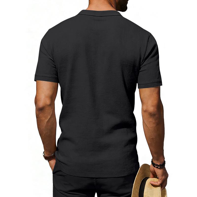 Europäisches & Amerikanisches Herren Leinen Revers Kurzarm Poloshirt - Klassischer Business Casual Stil, Mehrere Farben Verfügbar