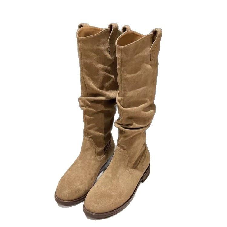 New fashion fashion boots high boots autumn thick heel but long boots women pile versatile knee boots no