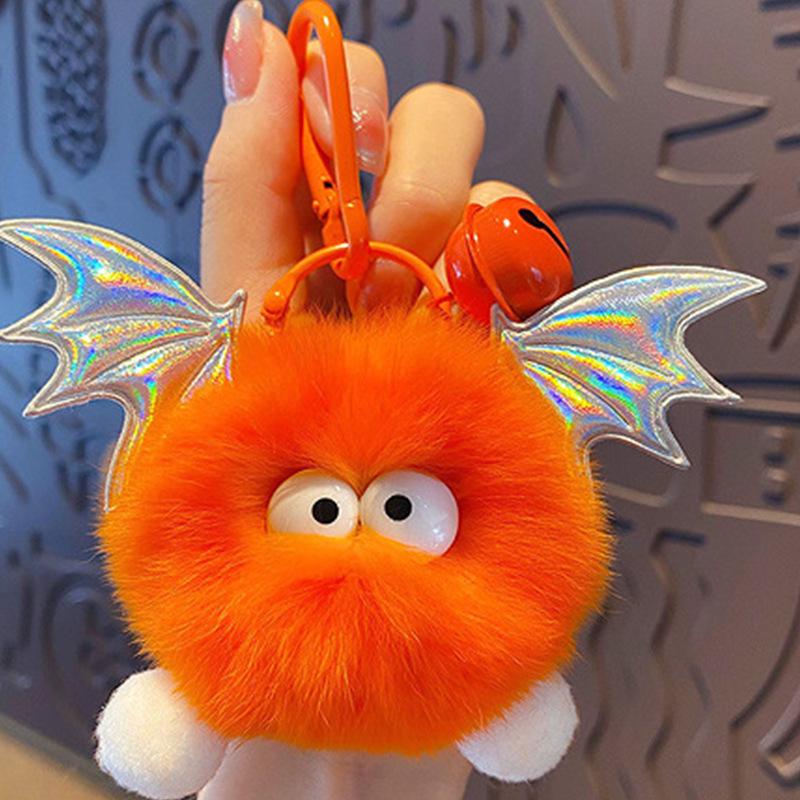 Cross-Border Plush Little Devil Soot Ball Faux Rex Rabbit Fur Pendant Keychain/Backpack Charm
