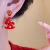 Zinc Zinc Alloy Chinese Style Pony Earrings Fashion Jewelry Red Drop Earrings  Wedding Accessories