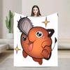 Soft Warm Blanket for Students Denji and Pochita Chainsaw Man Design Flannel Throw Blanket for Sofa Bed Chair Cover