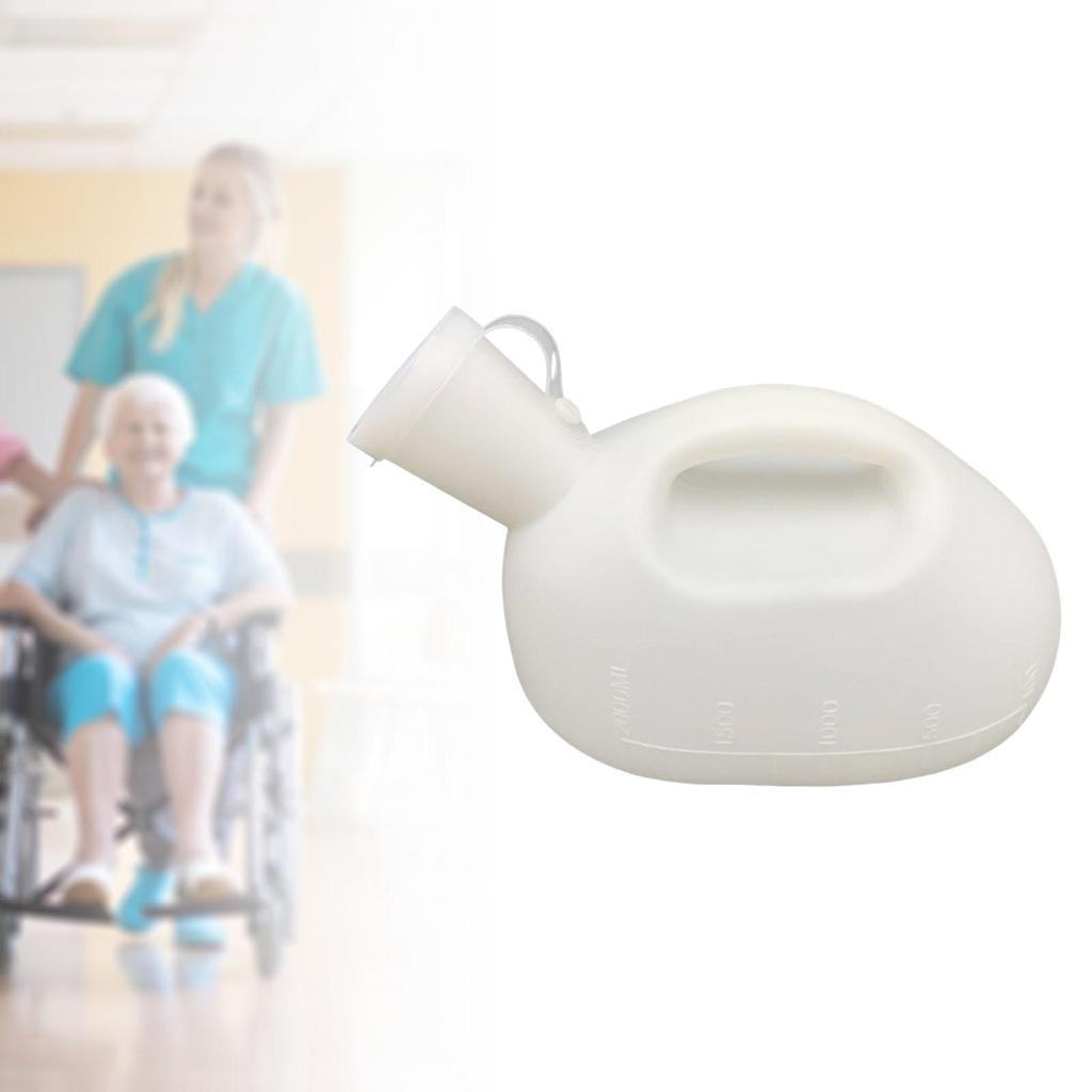 Portable Urinals for Men with Lid Travel Toilet Reusable 2000ml Male Urinal Pee Bottles Mens Potty for Elderly Driving Car