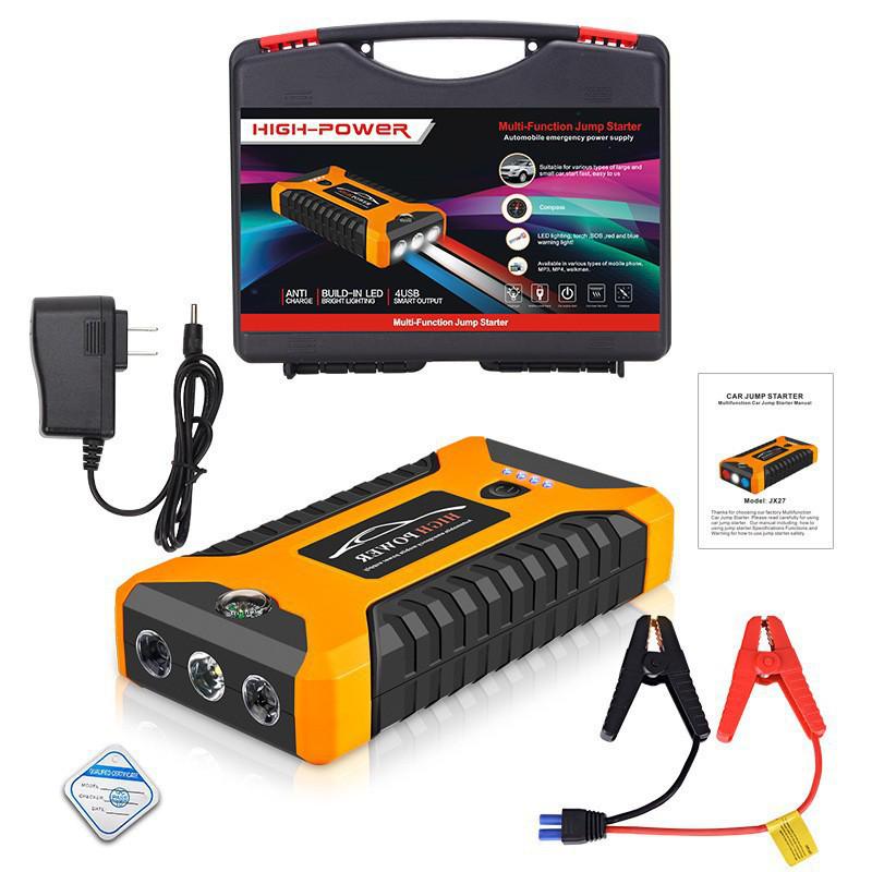 Outdoor Car Jump Starter & Power Bank: 12V High-Capacity Battery for Strong Emergency Starts