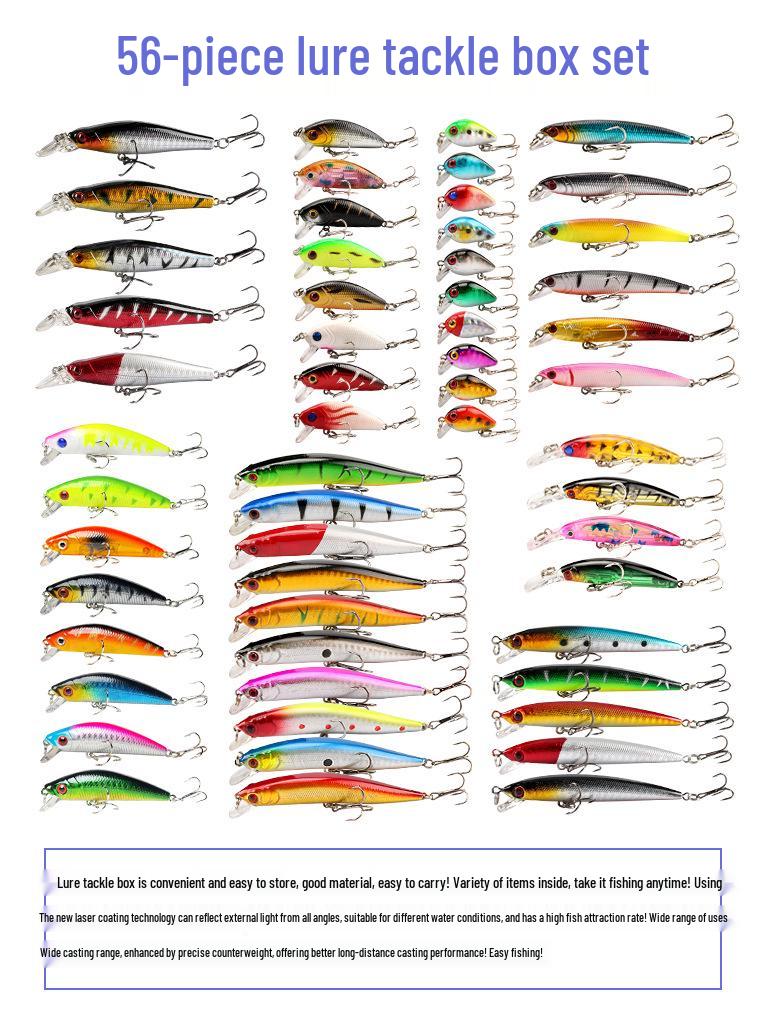 56-Piece Floating Minnow Lure Set: Long Cast Sea Fishing Bionic Baits