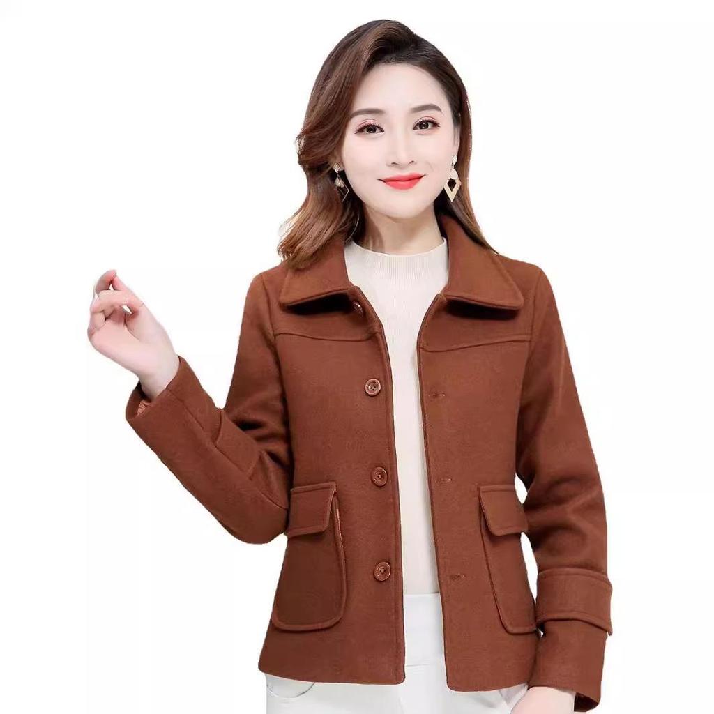 Petite Women's 2024 Korean Woolen Coat - Short Style Casual All-match Cardigan