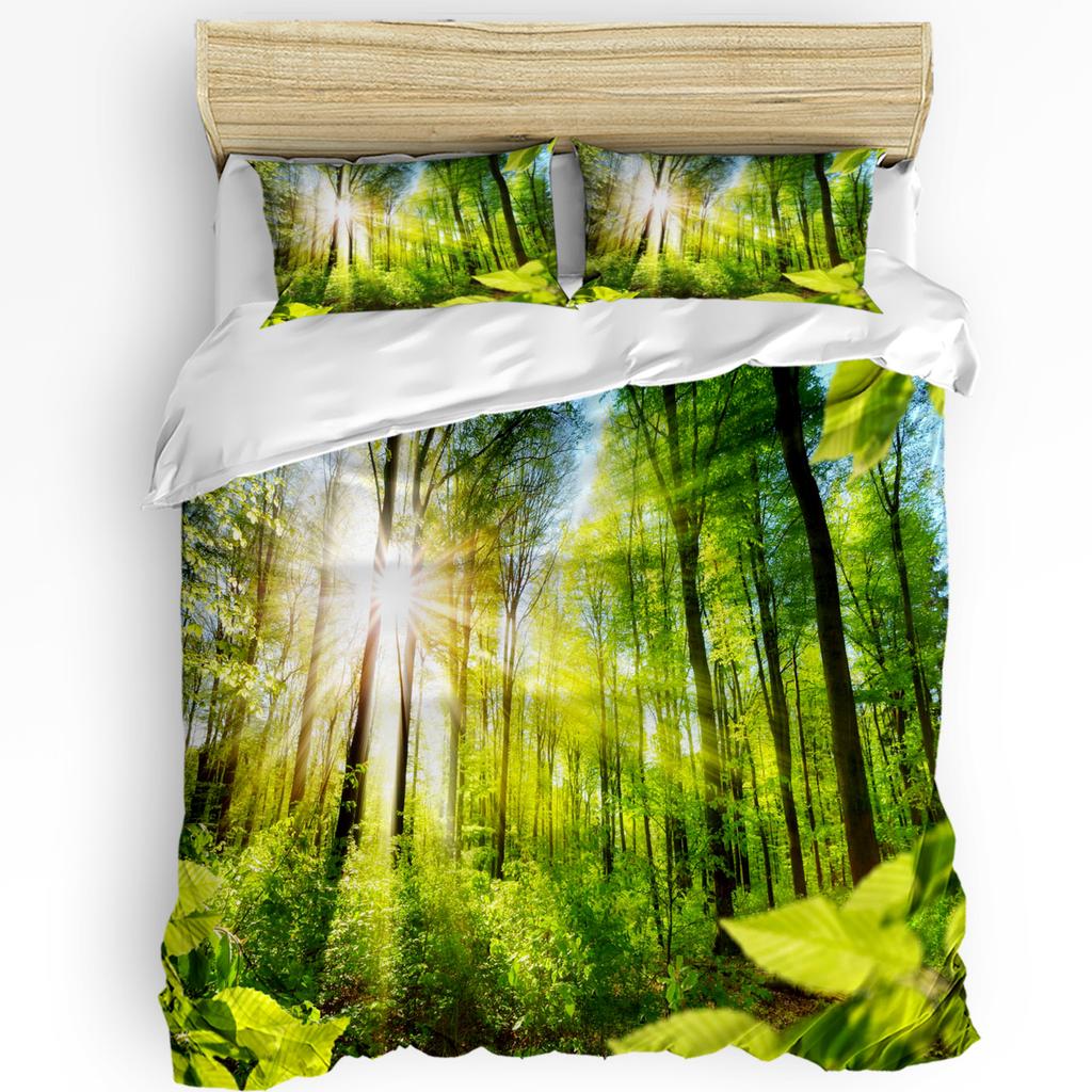 Vibrant Trendy Landscape Ink Painting Chinese Style 3pcs For Bedroom Bed Home Textile Double Quilt